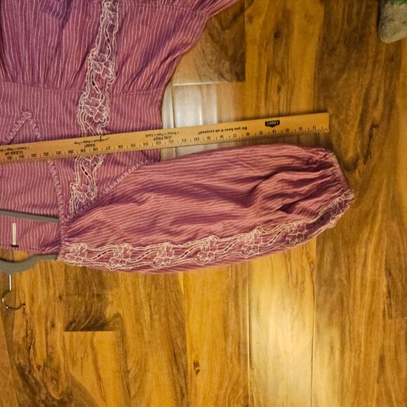 Free People AnotheSpecial Day M Pink Boho Embroidered Raw‎ hems Tunic Oversized - Picture 10 of 15